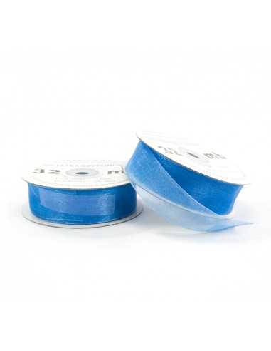 25mm WO9105 Chiffon Organza Ribbon Blue 32mb