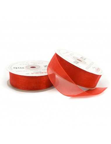 25mm W09055 Chiffon Organza Ribbon Red 32mb