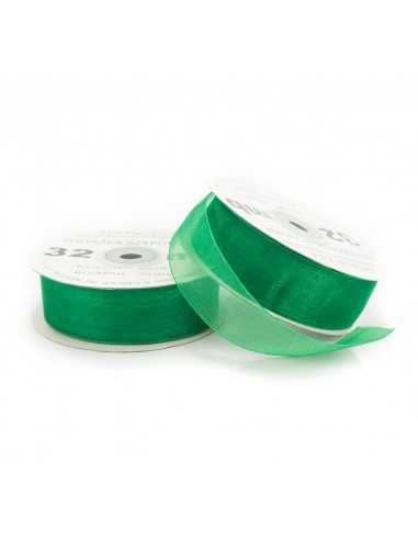 25mm WO9075 Chiffon Organza Ribbon Green 32mb