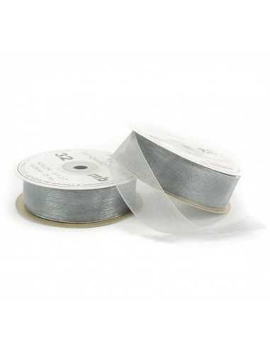 25mm WO9137 Chiffon Organza Ribbon Light Silver 32mb