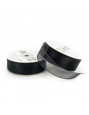 25mm WO9141 Chiffon Organza Ribbon Black 32mb