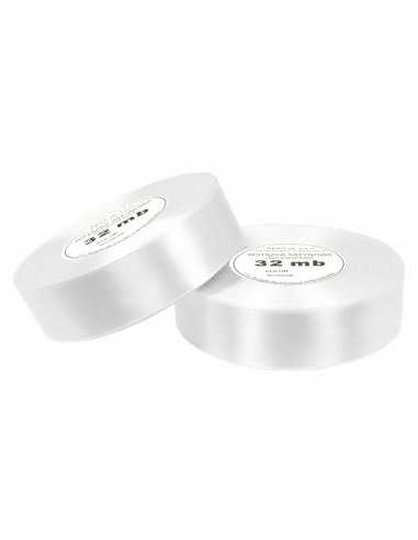 25mm WS8002 Satin Ribbon White 32mb