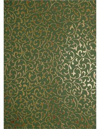 Decorative Paper Olive - Gold Lace 18x25 Pack of 5