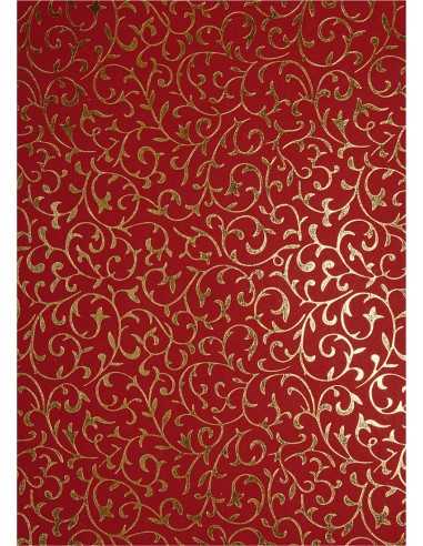 Decorative Paper Red - Gold Lace 18x25 Pack of 5