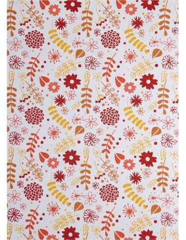 Decorative Paper Flowers/Leaves - Red/Orange 18x25 Pack of 5