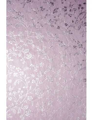 Non-woven Fabric Pink - Silver Flowers 19x29 Pack of 5
