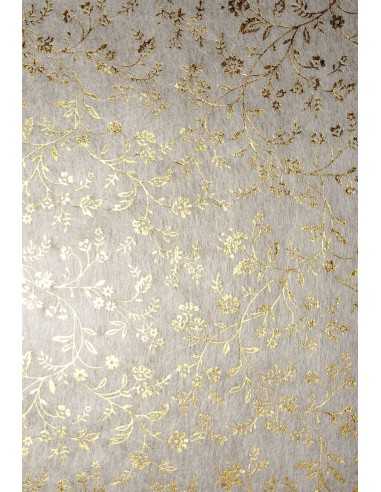 Non-woven Fabric Ecru - Gold Flowers 19x29 Pack of 5