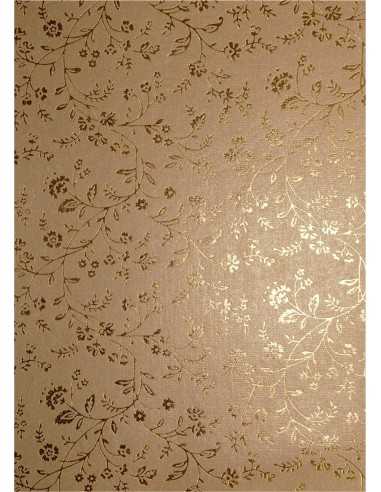 Decorative Paper Metallic Gold - Gold Flowers 56x76cm