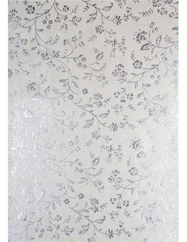 Decorative Paper Metallic Ecru - Silver Flowers 56x76cm