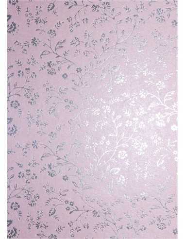 Decorative Paper Metallic Pink - Silver Flowers 56x76cm