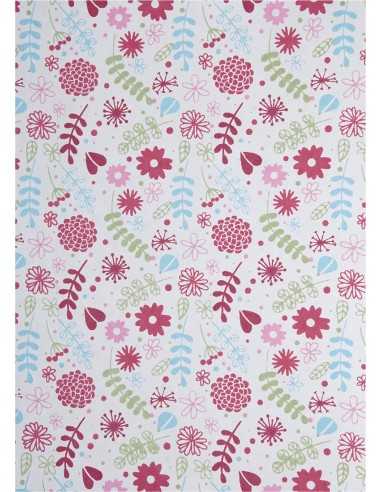Decorative Paper Flowers/Leaves - Blue/Pink 56x76cm