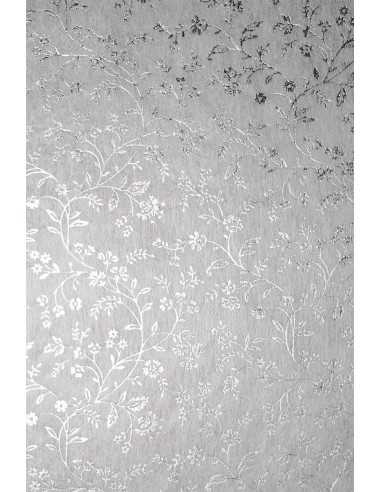 Non-woven Fabric White - Silver Flowers 58x90cm