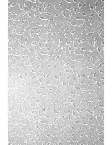 Non-woven Fabric White - Silver Glitter Leaves 58x90cm