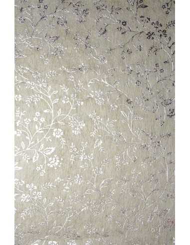 Non-woven Fabric Ecru - Silver Flowers 19x29 Pack of 5