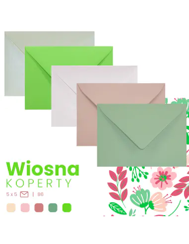 Set of mixed Spring coloured gummed B6 envelopes - 25pcs.