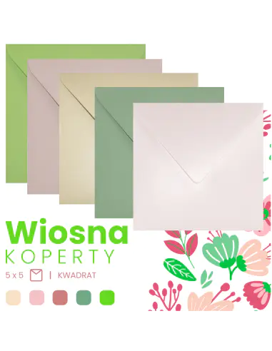 Set of mixed Spring coloured gummed K4 envelopes - 25pcs.