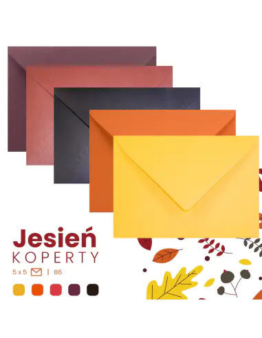 Set of mixed Autumn coloured gummed B6 envelopes - 25pcs.