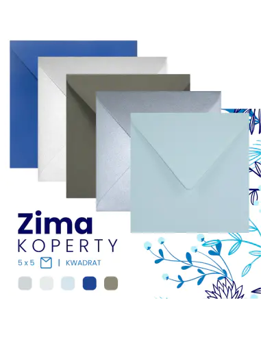 Set of mixed Winter coloured gummed K4 envelopes - 25pcs.