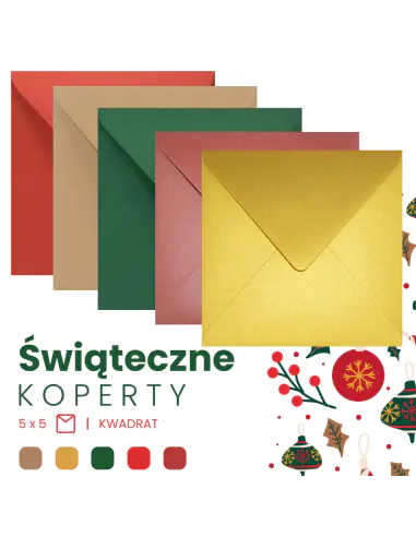 Set of mixed Christmas coloured gummed K4 envelopes - 25pcs.