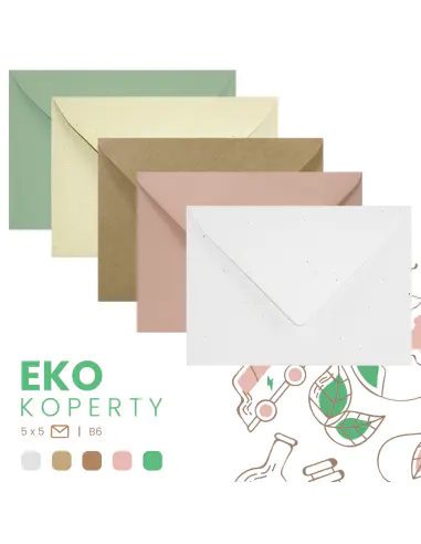 Set of mixed coloured gummed B6 Eko envelopes - 25pcs.