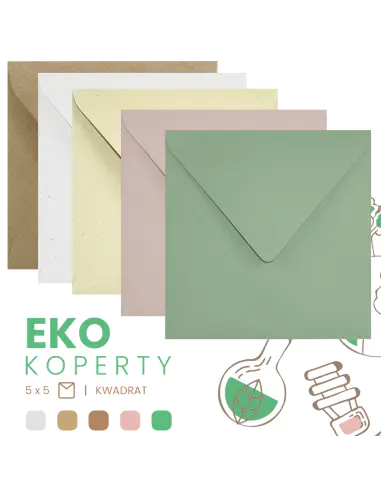 Set of mixed coloured gummed K4 Eko envelopes - 25pcs.