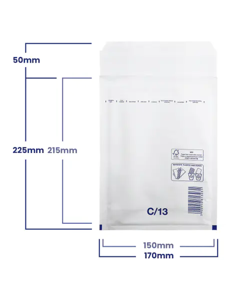 Bubble envelope Netuno 13/C white 10pcs