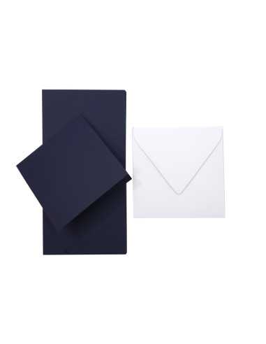 Set of 25pcs Nettuno Blue Navy 280gsm navy creased papers + Z-bond white K4 square envelopes