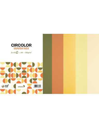 Set of mixed coloured papers 80gsm Warm Colours 50A4pcs