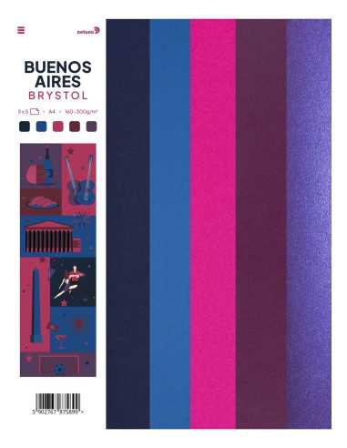 Set of coloured bristol papers Buenos Aires A4 25pcs
