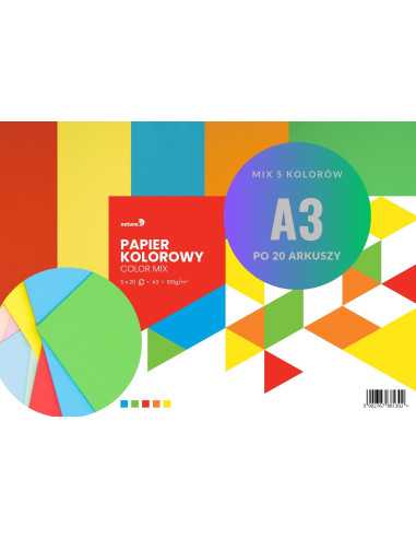 Set of mixed intensive coloured papers 160gsm 5x20 colours A3 100pcs