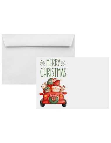 White printed envelopes with Christmas car theme B6 12,5x17,5 100gsm peel&seal straight flap