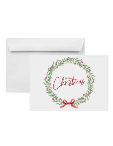 White printed envelopes with Christmas wreath theme B6 12,5x17,5 100gsm peel&seal straight flap