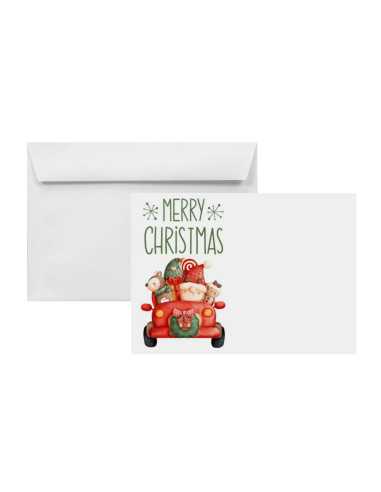 White printed envelopes with Christmas car theme C6 11,4x16,2 100gsm peel&seal straight flap