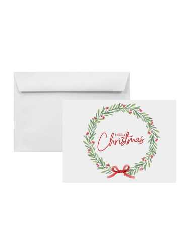 White printed envelopes with Christmas wreath theme C6 11,4x16,2 100gsm peel&seal straight flap