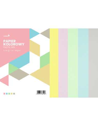 Set of mixed pastel coloured papers 160gsm 5x50 colours A4 250pcs