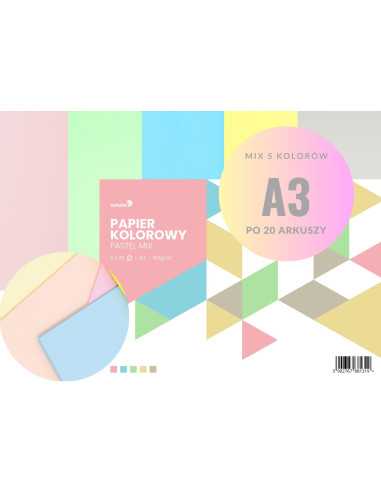 Set of mixed pastel coloured papers 80gsm 5x20 colours A3 100pcs