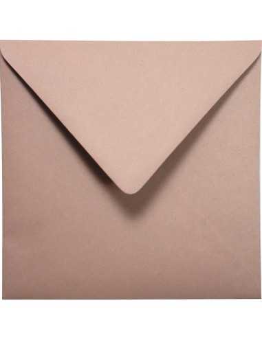 Crush eco-friendly plain coloured decorative square envelope K4 Almond light brown 120gsm gummed