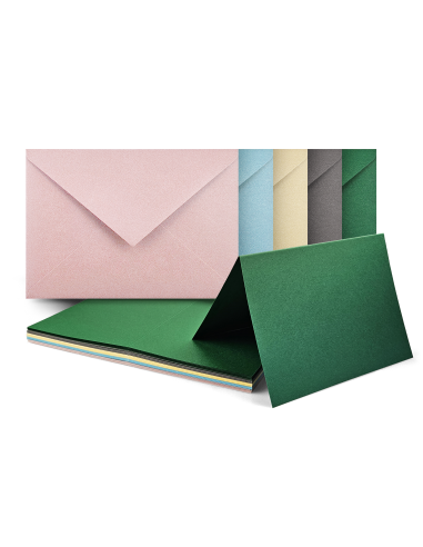 A5 coloured set mixed creased papers + C6 envelopes 50pcs.