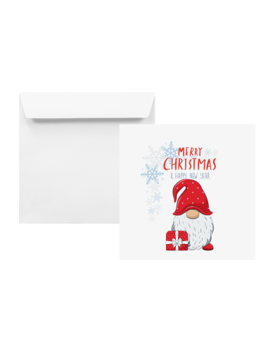 Decorative plain white envelope with Christmas print K4 15.15cm 100gsm peel & seal - gnome